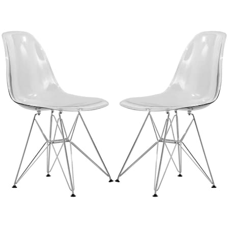 Kd 32 x 18.40 x 17 in. Cresco Molded Eiffel Side Chair Clear - Set of 2 KD3034432